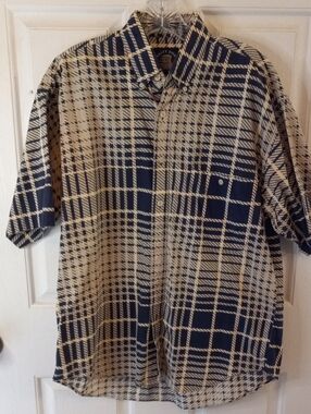 Salty Dog Gant navy blue/mint green plaid button-down cotton shirt size Men's M